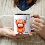Personalised 11oz Highland Cow Double-Sided Print Ceramic Mug Matching Coaster Available Christmas Gift for Cow Lovers Family Friends