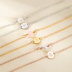 Personalised Pearl Layered Initial Disc Sterling Silver Necklace Birthday Anniversary Christmas Gift for Woman Girlfriend