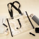 Personalised Clear Waterproof Name Initial Unisex Tote Bags Large Capacity Stadium Bags Birthday Christmas Gift for Friends