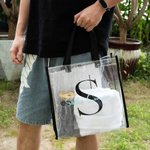 Personalised Clear Waterproof Name Initial Unisex Tote Bags Large Capacity Stadium Bags Birthday Christmas Gift for Friends