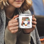 Taza esmaltada personalizada Let's Sit by Campfire and Watch People Park Their Campers 11oz para los amantes del camping Regalos de Navidad