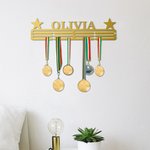 Personalizada Medalla Nombre Colgador Premio Display Rack con Estrellas Decoración Metal Art Sign Regalo para Ganador Atletas Investigador
