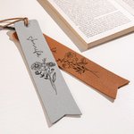 Personalisiertes Leder Lesezeichen mit Geburtsblume und Name Geburtstag Muttertag Geschenk für Buchliebhaber Leser Schriftsteller Studenten