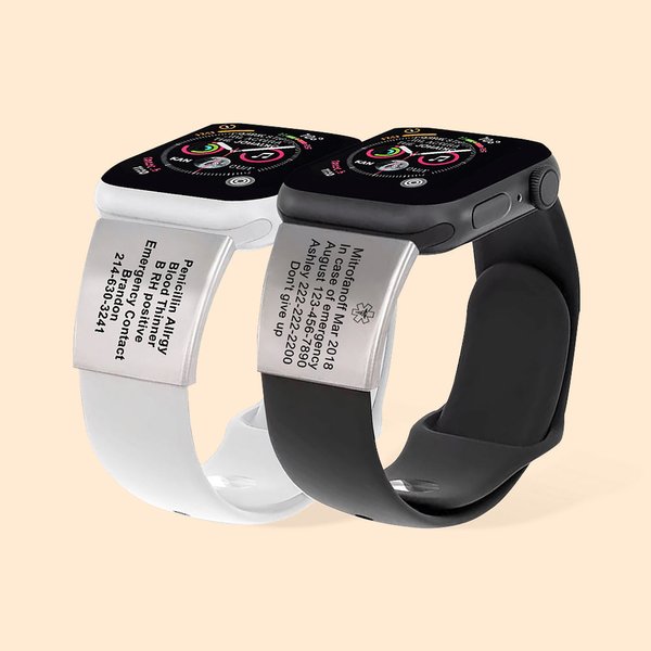 Personalisierte medizinische Alert ID Tag für Watch Band Notfall Sicherheit Platte für Sport Smartwatch Fitness Läufer Athleten Bergsteiger Ältere Ess