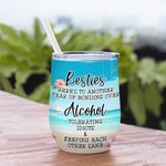 Personalised Beach Seagull Vacation Alcohol Tolerating Idiots Keeping Each Other Sane Wine Tumbler Besties Gifts Easy to Clean