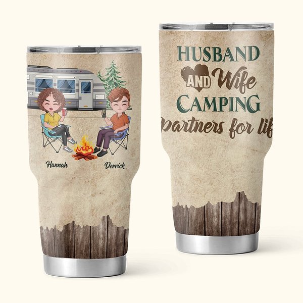 Personalizzato Camping Partners For Life Travel With Loved One 30oz Tumbler Regalo di coppia Regalo di compleanno