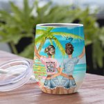 Personalised Beach Seagull Vacation Alcohol Tolerating Idiots Keeping Each Other Sane Wine Tumbler Besties Gifts Easy to Clean