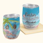 Personalised Beach Seagull Vacation Alcohol Tolerating Idiots Keeping Each Other Sane Wine Tumbler Besties Gifts Easy to Clean