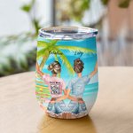 Personalised Beach Seagull Vacation Alcohol Tolerating Idiots Keeping Each Other Sane Wine Tumbler Besties Gifts Easy to Clean