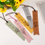 Personalisiertes Leder Lesezeichen mit Geburtsblume und Name Geburtstag Muttertag Geschenk für Buchliebhaber Leser Schriftsteller Studenten