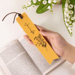 Personalisiertes Leder Lesezeichen mit Geburtsblume und Name Geburtstag Muttertag Geschenk für Buchliebhaber Leser Schriftsteller Studenten