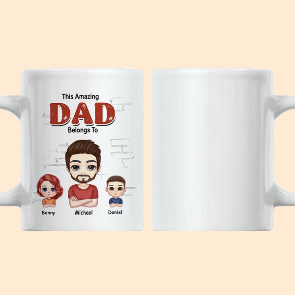 Personalised Amazing Dad Belongs to His Kids Ceramic Mug with Names Birthday Father's Day Gift for Him