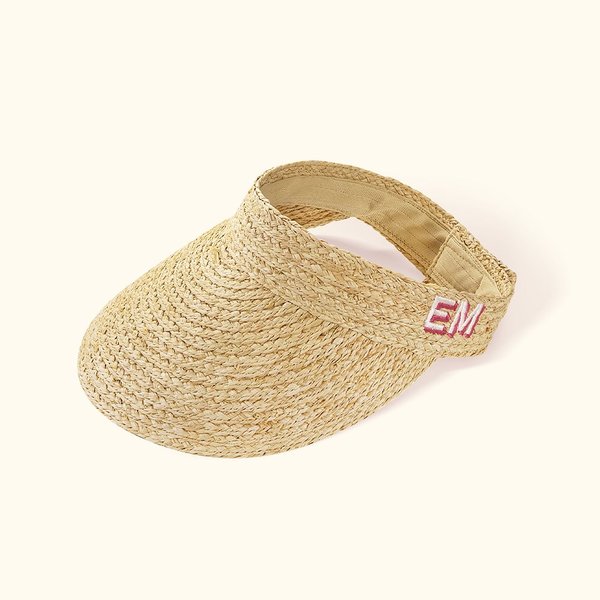 Personalizado Bordado Paja Sol Visera Mujeres Raffia Sombrero Sombrero para el Sol Múltiples Colores para al aire libre Vocación Playa