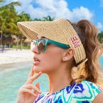 Personalisierte bestickt Stroh Sonne Visier Frauen Raffia Hut Sonnenhut mehrere Farben für Outdoor-Beruf Strand