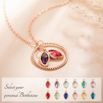 Collier Argent Personnalisé avec 2-5 Pierres de Naissance pour Famille Cadeau Fête des Mères Thanksgiving pour Maman Grand-Mère