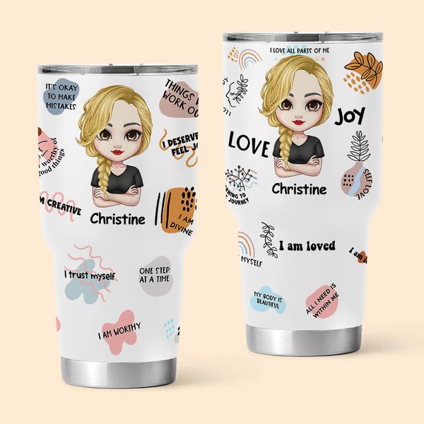 Vaso de 30oz Personalizado Daiy Afirmación Crezco Cada Día Confío en Mí Mismo Regalo de Animo para Cumpleaños