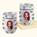 Personalizzato My Positive Affirmations Daily Reminders Carino bicchiere da vino isolato con coperchio da 12 oz Adatto per liquidi caldi e freddi
