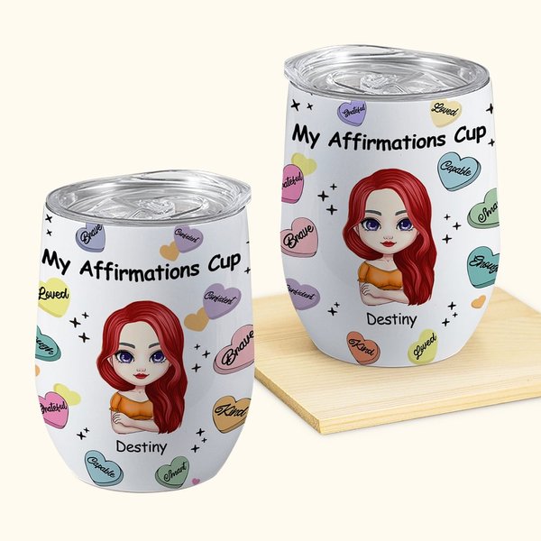 Gepersonaliseerde My Positive Affirmations Daily Reminders Leuke Geïsoleerde Wijn Tumbler met Deksel 12oz Geschikt voor Warme en Koude Vloeistoffen