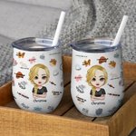 Personalised Daily Reminders Affirmations Cute Insulated Wine Tumbler with Lid 12oz for Coffee Wine Birthday for Women Girl