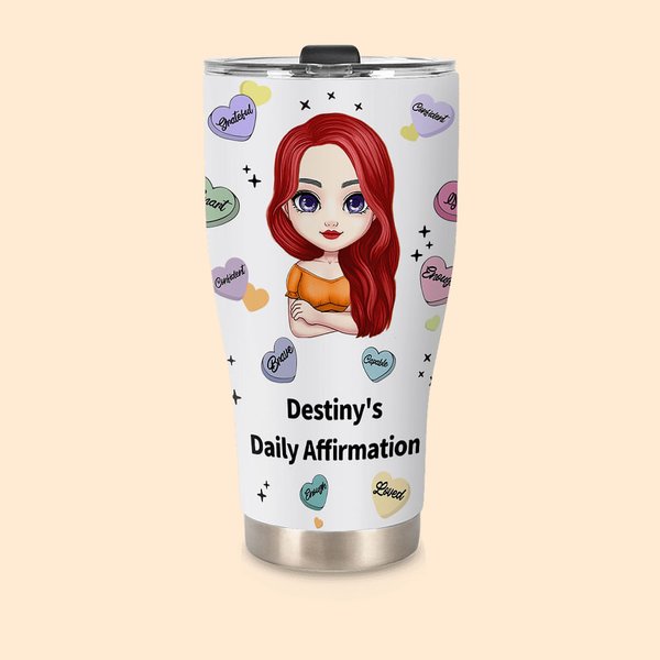 Gepersonaliseerde dagelijkse Affirmatie woorden van aanmoediging gebogen Tumbler 30oz Verjaardagscadeau voor vrouwen meisje
