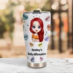Personnalisé Mes Affirmations Positives Rappels Quotidiens Gobelet en Acier Inoxydable Courbé 30oz pour Glace et Boisson Chaude pour Femme Fille