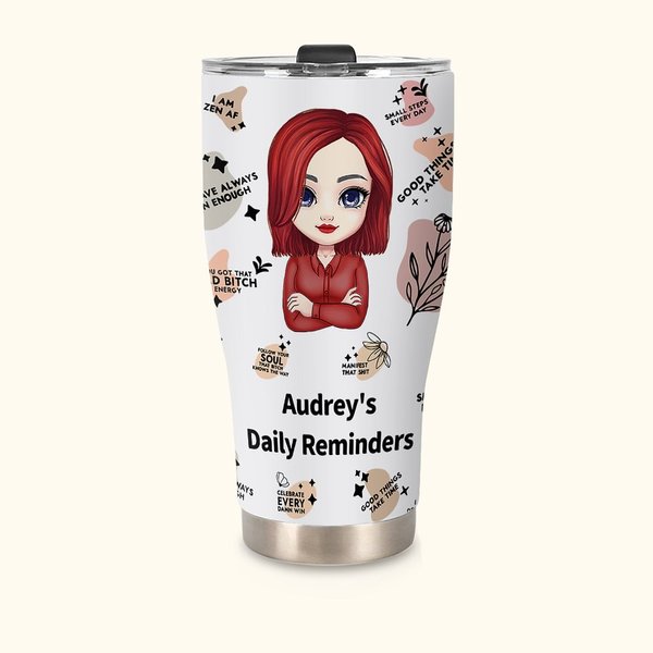 Personnalisé Mes Affirmations Positives Rappels Quotidiens Gobelet en Acier Inoxydable Courbé 30oz pour Glace et Boisson Chaude pour Femme Fille