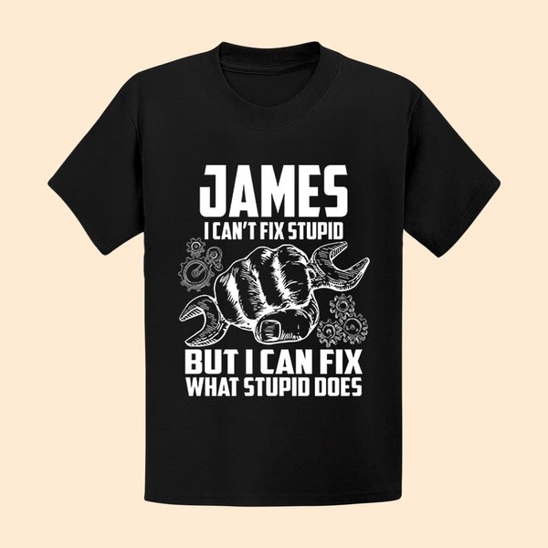 T-shirt Homme Personnalisé avec Nom Vêtement à Motif Poing et Clé à Molette Cadeau Fête des Pères Anniversaire pour Homme