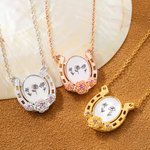 Personalised Brass Horseshoe Birth Flower Necklace Anniversary Gift Birthday Gift Mother's Day Gift Valentine's Day Gift for Girlfriend Mother Woman