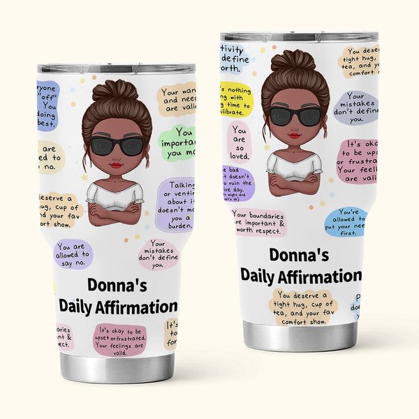 Personalised Daily Positive Affirmations Productivity Doesn't Define Your Worth 30oz Tumbler Birthday Gift for Sister Friend
