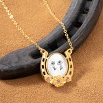 Personalised Brass Horseshoe Birth Flower Necklace Anniversary Gift Birthday Gift Mother's Day Gift Valentine's Day Gift for Girlfriend Mother Woman