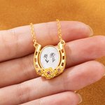 Personalised Brass Horseshoe Birth Flower Necklace Anniversary Gift Birthday Gift Mother's Day Gift Valentine's Day Gift for Girlfriend Mother Woman