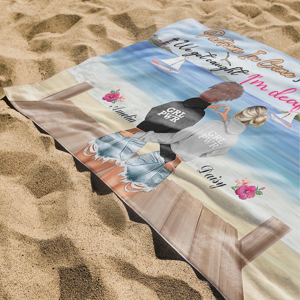 Personalizada Compañeros En El Crimen Recuerda Que Si Nos Atrapan Yo Soy Sordo Y Tu No Hablas Inglés Toalla De Playa Resistente A La Arena Regalo De A 3
