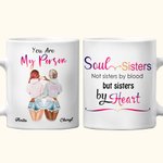 Personalizada Soul Sisters No hermanas de sangre pero hermanas de corazón Taza de cerámica blanca Regalos de amigos C-tipo de mango