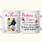 Taza de Cerámica Personalizada Partners in Crime If We Get Caught I'm Deaf You Don't Speak English Taza de Cerámica Blanca Regalo de Cumpleaños Apta p 1