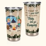 Personalized I Want To Hold Your Hand Forever Couple Camping 20oz Tumbler Anniversary Gift Birthday Gift Leakproof Lids Design for Hot and Cold Drinks