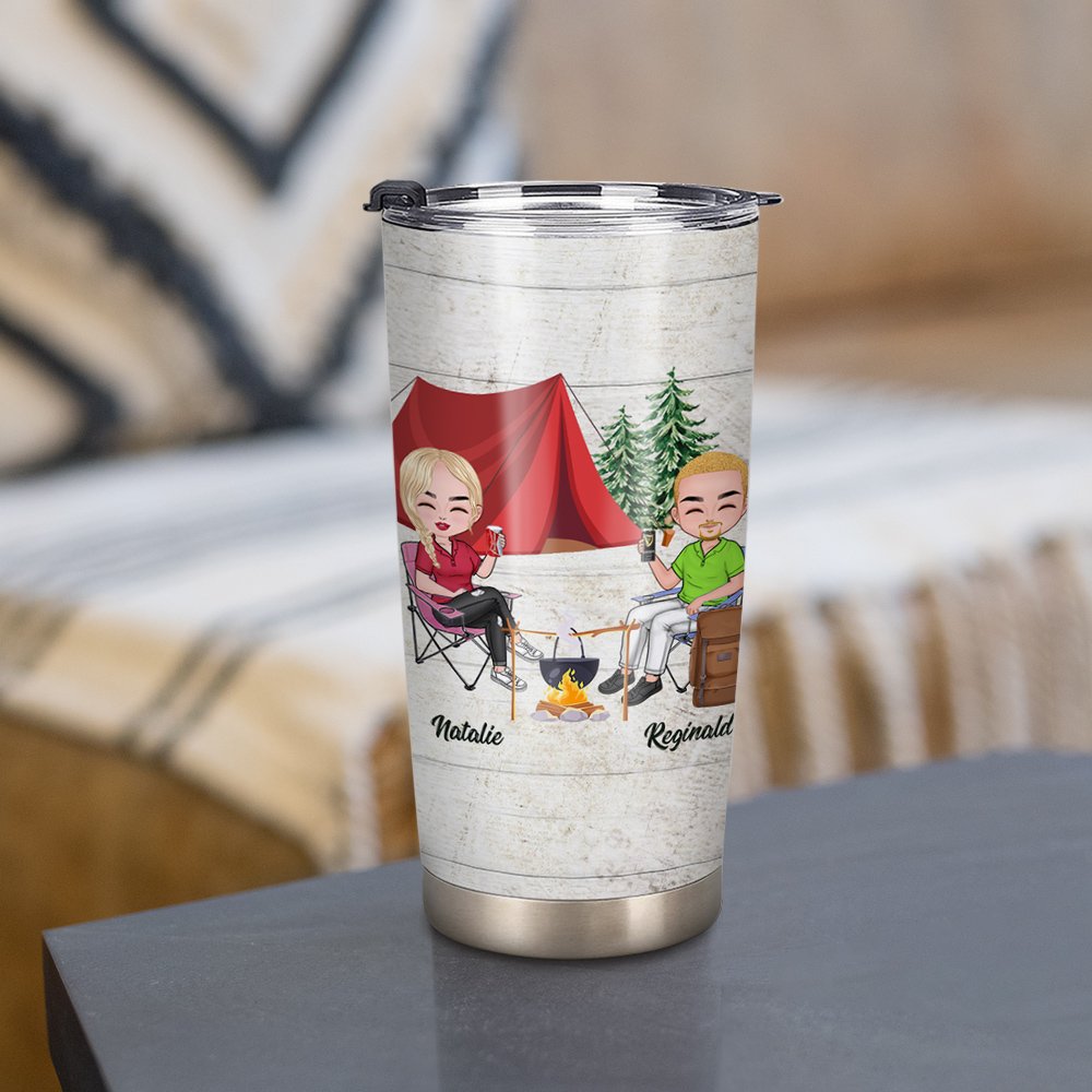 Vaso personalizado Making Memories Together Camping Couple 20oz para bebidas frías y calientes Regalo especial para pareja de enamorados 2