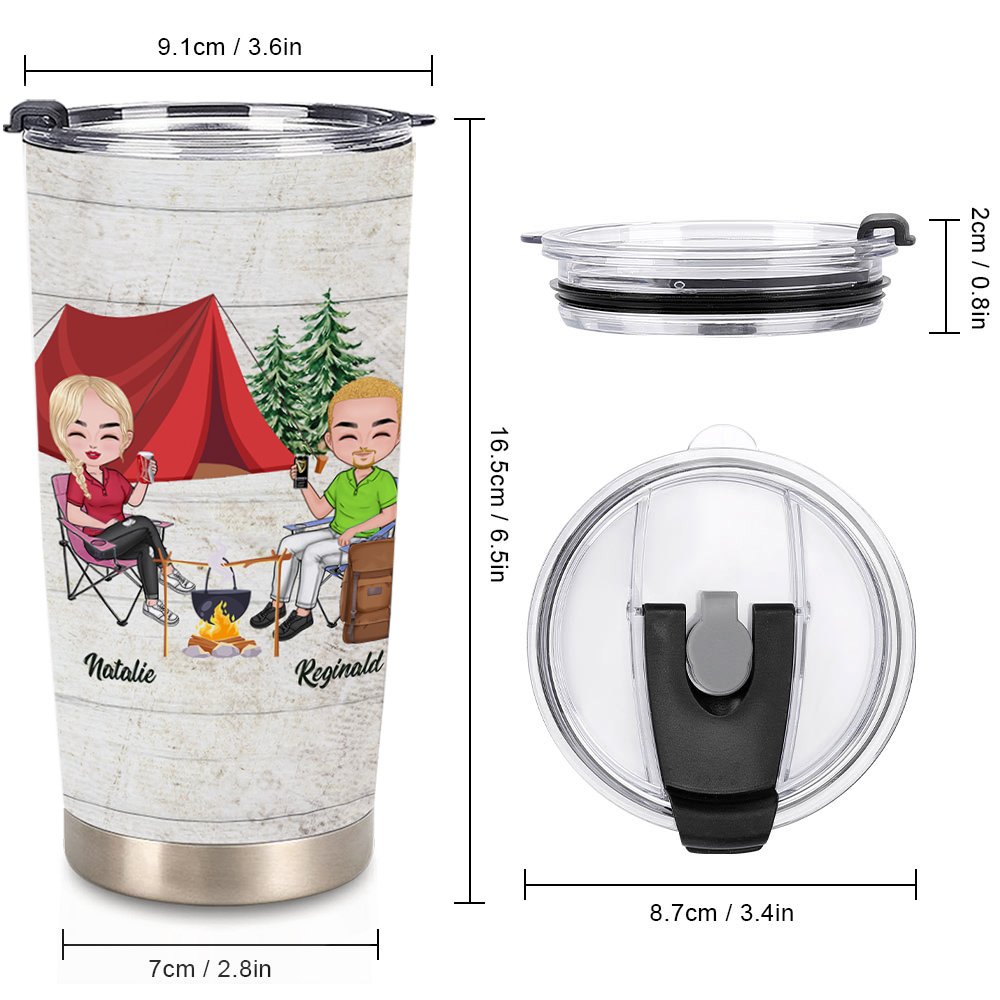Vaso personalizado Making Memories Together Camping Couple 20oz para bebidas frías y calientes Regalo especial para pareja de enamorados 6
