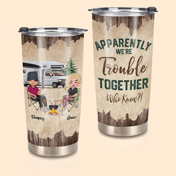 Personalizado Pareja Camping Aparentemente Somos Problema 20oz Vaso Regalo de Cumpleaños Regalo de Aniversario Regalo de San Valentín para la Familia 