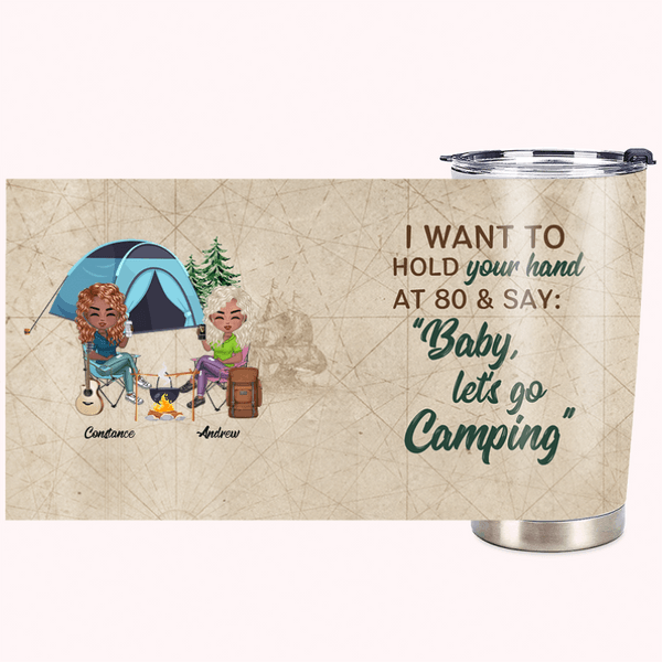 Personalized I Want to Hold Your Hand Couple Camping  20oz Tumbler Birthday Gift  Valentine's Day Present Anniversary Gift for Lover Family