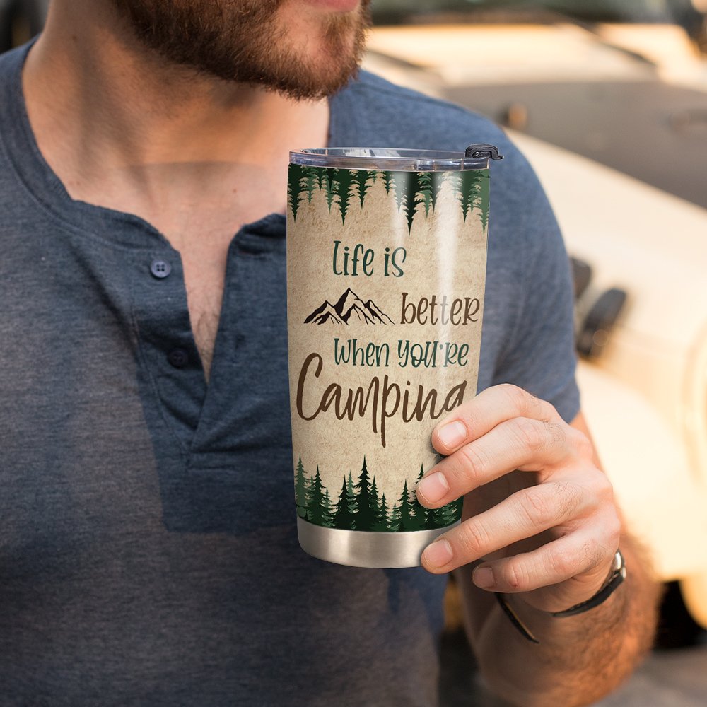 Personalizado La vida es mejor cuando usted está acampando con su pareja 20oz aniversario vaso para el uso diario Gran regalo para el amante de la par 5
