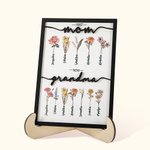 Gepersonaliseerde First Mom Now Grandma Geboorte Bloementuin Houten Plaquette Frame Teken met Kindernaam Moederdag Kerst Home Decor Cadeau voor Oma Mamma