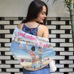 Personifierad Fashion Girl Soul Sisters Inte systrar av blod men systrar av hjärta Strandhandduk Mjuk sandresistent för födelsedagspresent Bästa vänner gåva