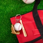 Personalisierte Multicolor Baseballschläger Baseballhandschuh Schlüsselanhänger Tasche Zubehör mit eingraviertem Namen Team Trainer Geschenk für Baseb
