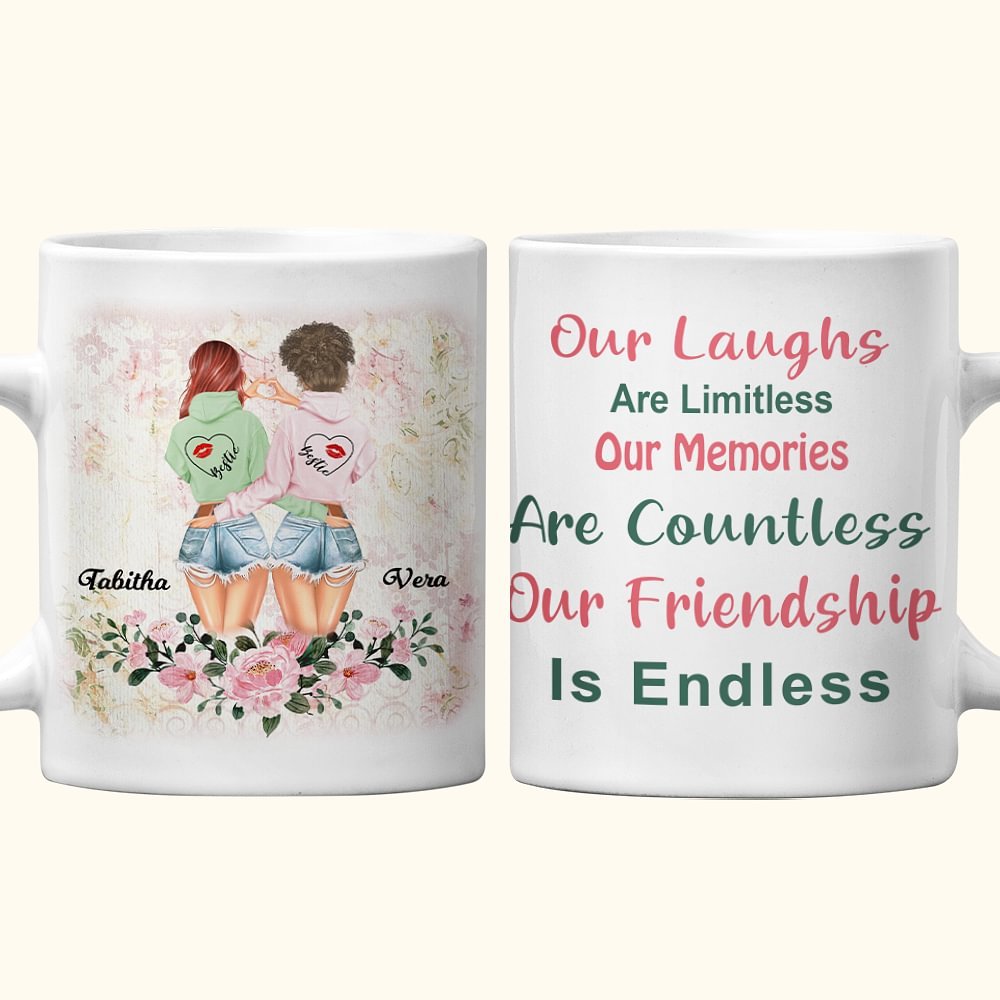 Taza de cerámica blanca personalizada Our Laughs Are Limitless Our Memories Are Countless Regalo de cumpleaños y Navidad Apta para lavavajillas y micr 1