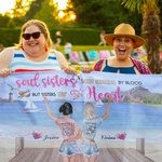Personifierad Fashion Girl Soul Sisters Inte systrar av blod men systrar av hjärta Strandhandduk Mjuk sandresistent för födelsedagspresent Bästa vänner gåva