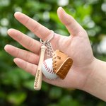 Personalisierte Multicolor Baseballschläger Baseballhandschuh Schlüsselanhänger Tasche Zubehör mit eingraviertem Namen Team Trainer Geschenk für Baseb