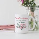 Personlig Soul Sisters Ikke søster av blod, men søstre av hjerte Hvit keramisk krus Venn bursdag julegaver til bestie kontor og hjemmeinnredning