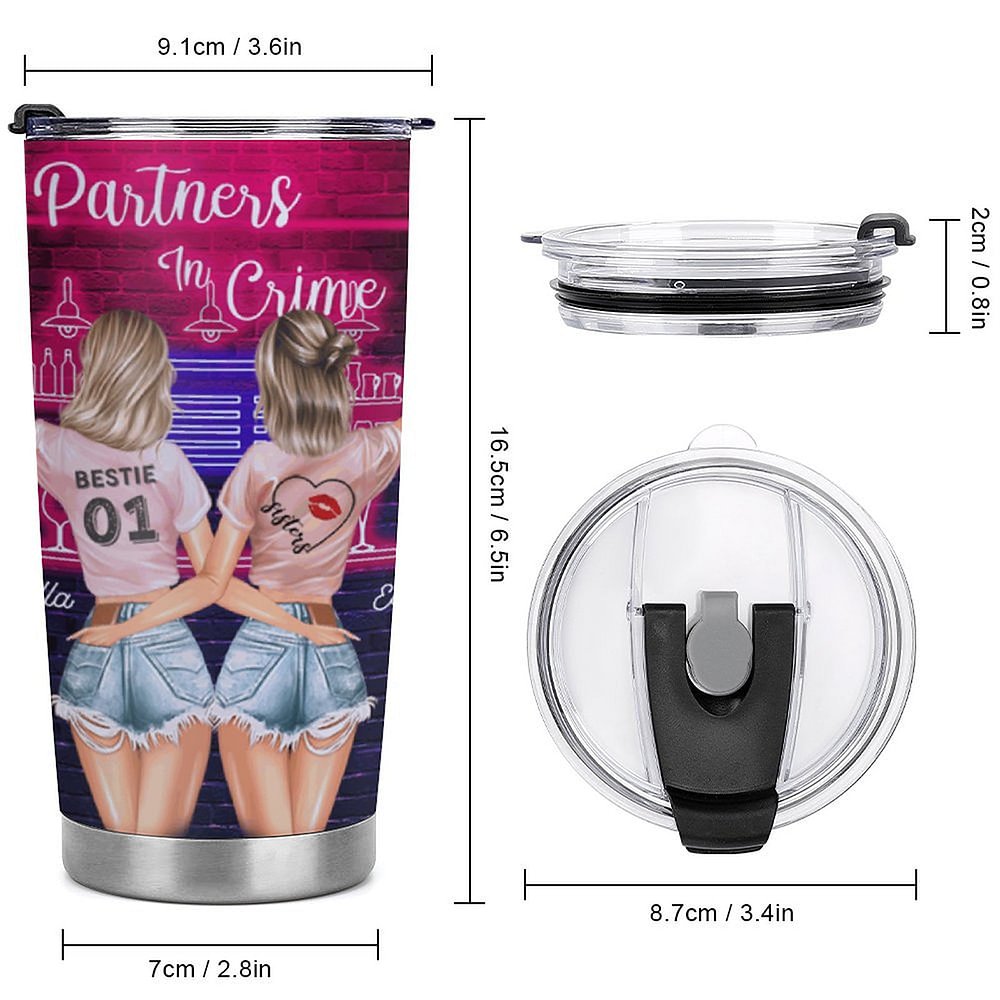 Vaso personalizado Partners In Crime Crazy Bestie Friendship 20oz Bestie Gift Party Gift 7