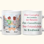 Taza de cerámica blanca personalizada Our Laughs Are Limitless Our Memories Are Countless (Nuestras risas son ilimitadas, nuestros recuerdos son incon 1