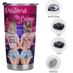 Vaso personalizado Partners In Crime Crazy Bestie Friendship 20oz Bestie Gift Party Gift 8